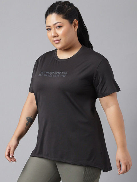 MKH Plus Size Typography Printed Dri-FIT Relaxed Fit Training T-shirt - Image 4