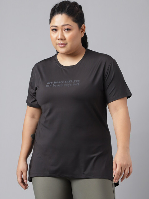 MKH Plus Size Typography Printed Dri-FIT Relaxed Fit Training T-shirt