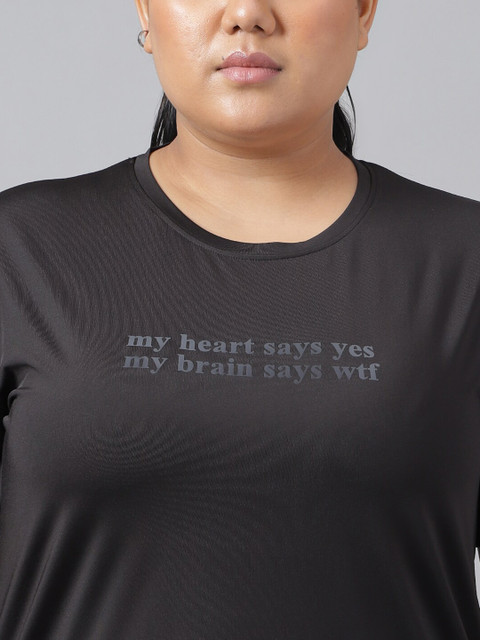 MKH Plus Size Typography Printed Dri-FIT Relaxed Fit Training T-shirt - Image 2