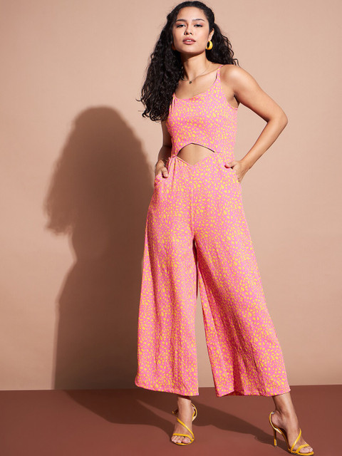 DressBerry Abstract Printed Cut-Out Detail Jumpsuit