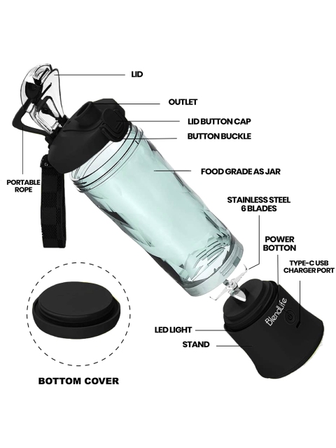 BlendLife Ultra Black Portable Blender - 600 ML - Image 5