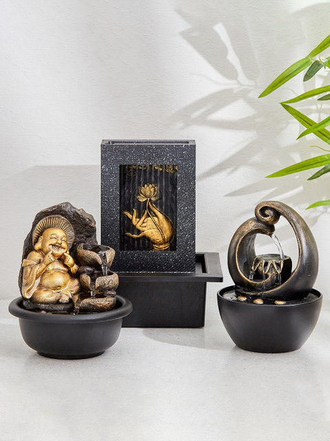 Home Centre Black & Golden Polyresin Buddha Indoor Fountain - Image 7