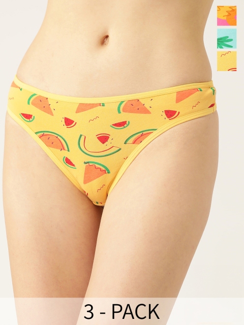 Leading Lady Women Set of 3 Printed Low Rise Thong Briefs