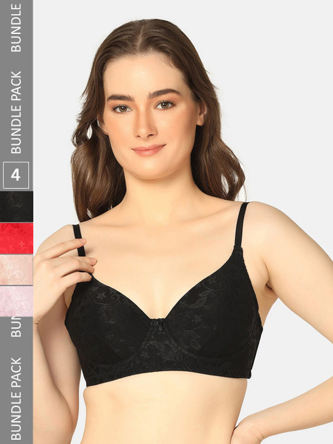 Curvy Love Pack Of 4 Plus Size Full Coverage Padded T-shirt Bra With All Day Comfort