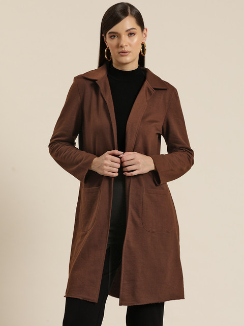 Qurvii Fleece Open Front Longline Overcoat