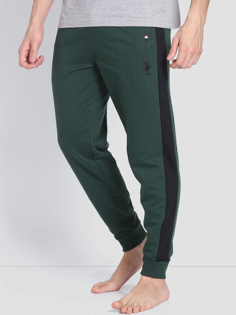 U.S. Polo Assn. Men Mid Rise Contrast Panel Tapered Cotton OJ001 Lounge Joggers - Image 3