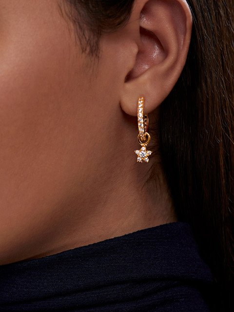MINUTIAE Gold-Plated Star Shaped Drop Earrings
