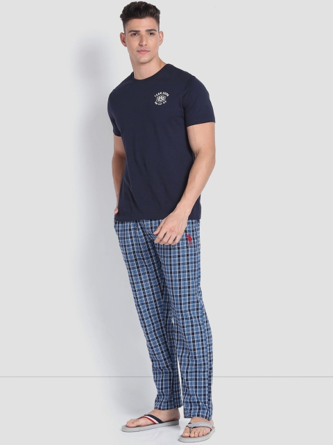 U.S. Polo Assn. Men Checked Pure Cotton Straight Lightweight Lounge Pants - Image 5