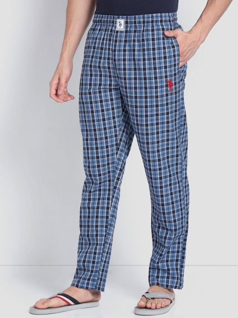 U.S. Polo Assn. Men Checked Pure Cotton Straight Lightweight Lounge Pants - Image 3