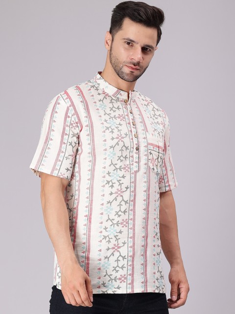 Cot'N Soft Floral Printed Mandarin Collar Cotton Short Kurta - Image 3