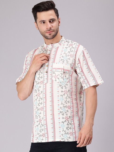 Cot'N Soft Floral Printed Mandarin Collar Cotton Short Kurta - Image 4