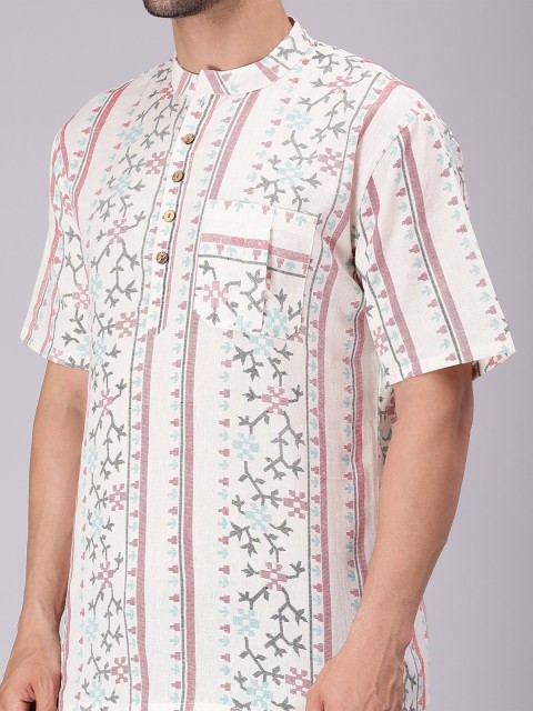 Cot'N Soft Floral Printed Mandarin Collar Cotton Short Kurta - Image 2