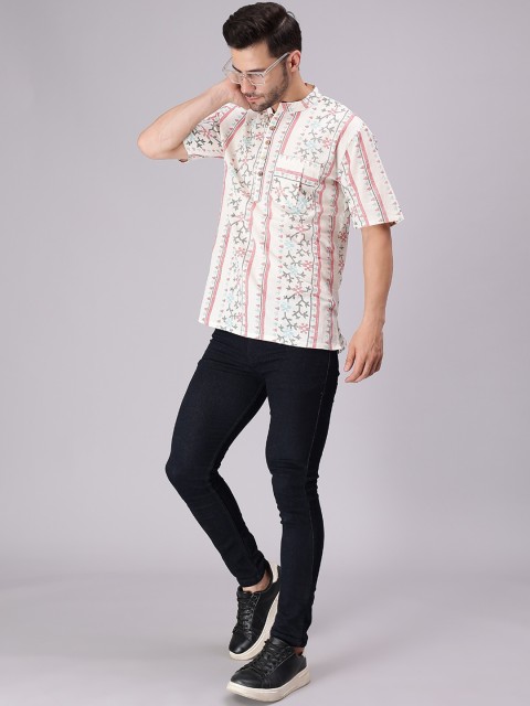 Cot'N Soft Floral Printed Mandarin Collar Cotton Short Kurta - Image 6