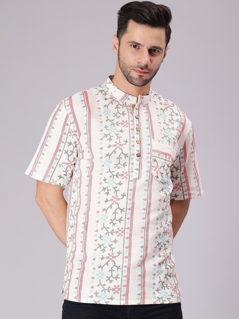 Cot'N Soft Floral Printed Mandarin Collar Cotton Short Kurta