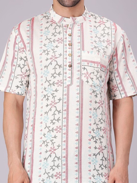 Cot'N Soft Floral Printed Mandarin Collar Cotton Short Kurta - Image 7