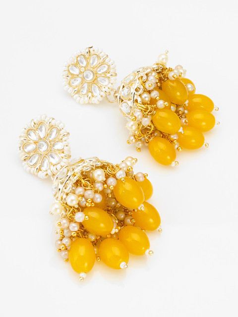 aadita Gold-Plated Geometric Jhumkas Earrings - Image 2