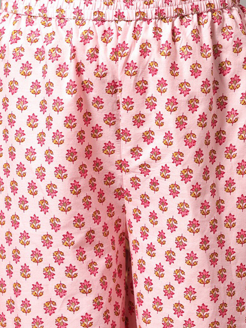 Varanga Floral Printed Pure Cotton A-Line Kurta With Trousers & Dupatta - Image 3