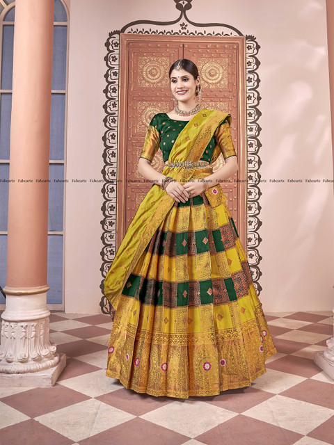 Fabcartz Semi-Stitched Lehenga & Unstitched Blouse With Dupatta