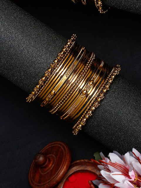 Anouk Set Of 20 Gold Plated Bangles