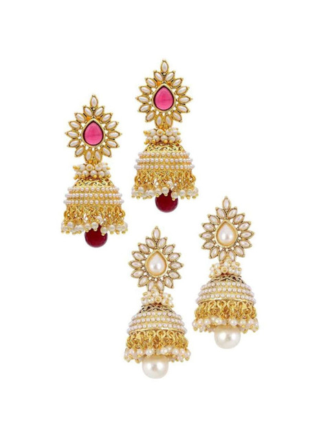 Anouk Set Of 2 Gold-Plated Contemporary Jhumkas - Image 2
