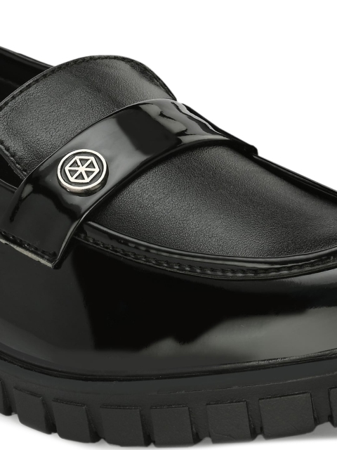 HERE&NOW Men Black Formal Penny Loafers - Image 7