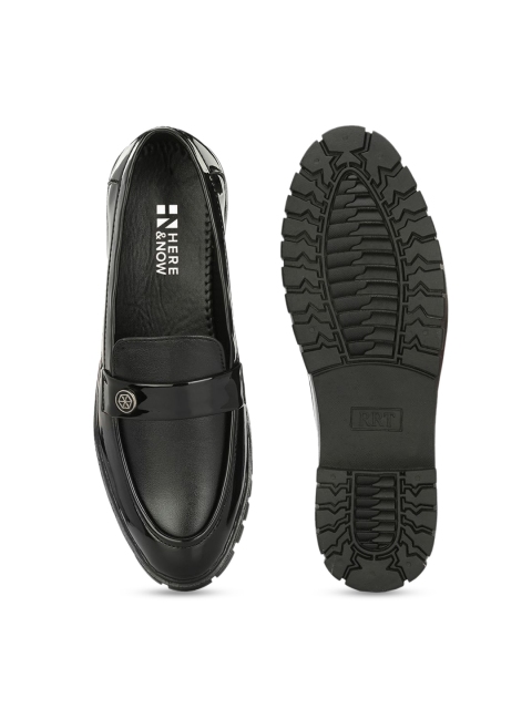 HERE&NOW Men Black Formal Penny Loafers - Image 6