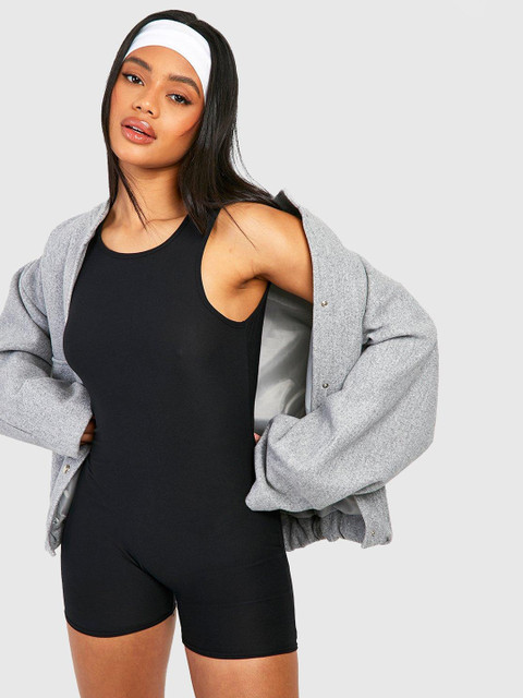 Boohoo Ribbed Pure Cotton Playsuit