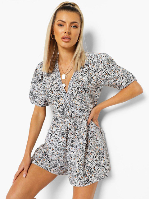 Boohoo Animal Printed Styled Back Playsuit