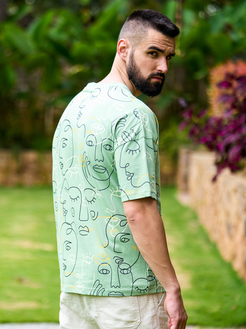 Stormborn Conversational Printed Drop Shoulder Sleeves Pure Cotton Oversized T-shirt - Image 4