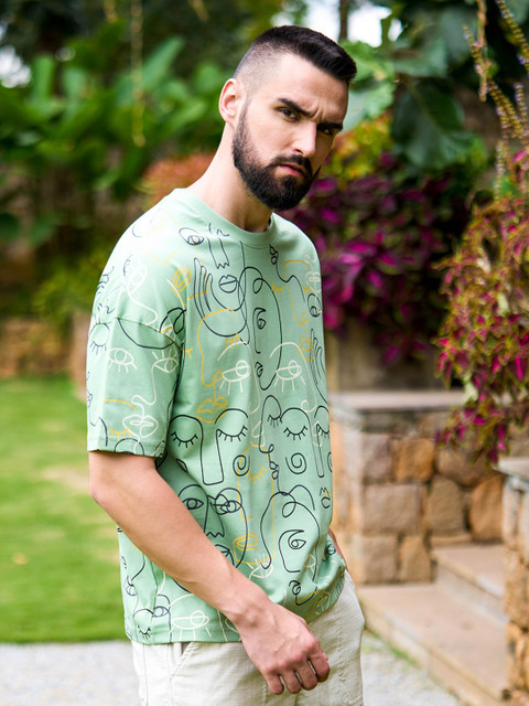 Stormborn Conversational Printed Drop Shoulder Sleeves Pure Cotton Oversized T-shirt - Image 3