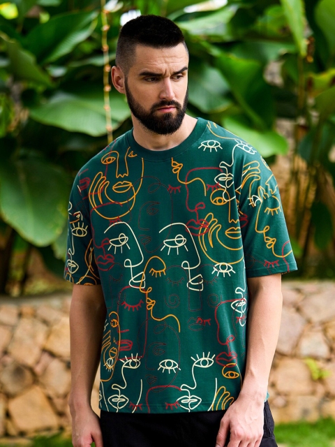 Stormborn Conversational Printed Drop Shoulder Sleeves Pure Cotton Oversized T-shirt