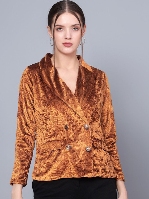 Golden Kite Self Design Shawl Collar Double-Breasted Blazer