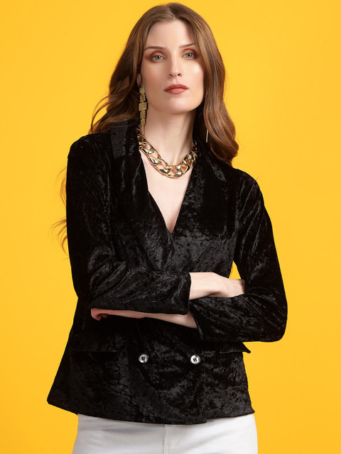 Golden Kite Self Design Shawl Collar Double-Breasted Blazer