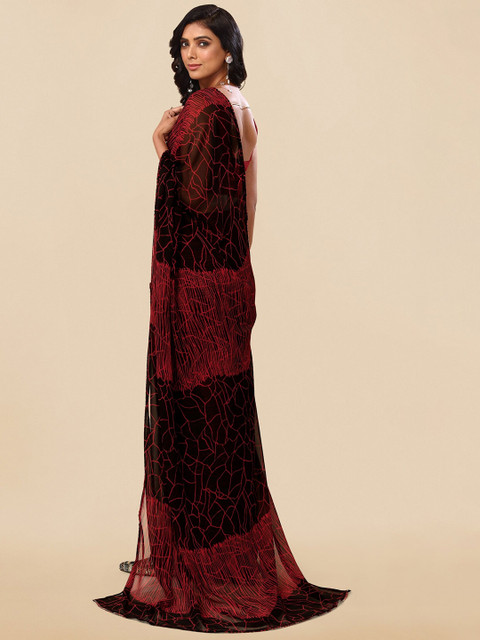 MIRCHI FASHION Abstract Printed Sequinned Pure Georgette Saree - Image 2