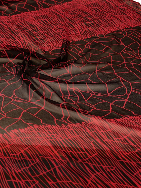 MIRCHI FASHION Abstract Printed Sequinned Pure Georgette Saree - Image 6