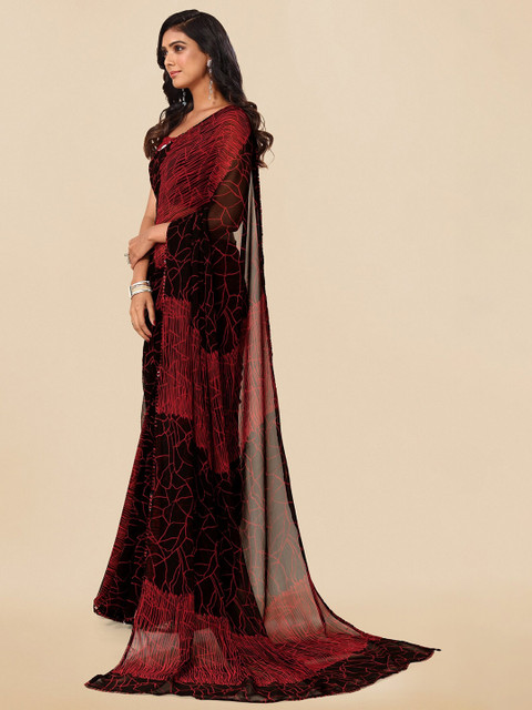 MIRCHI FASHION Abstract Printed Sequinned Pure Georgette Saree - Image 3