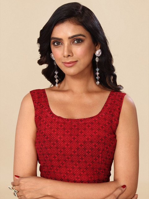 MIRCHI FASHION Abstract Printed Sequinned Pure Georgette Saree - Image 7