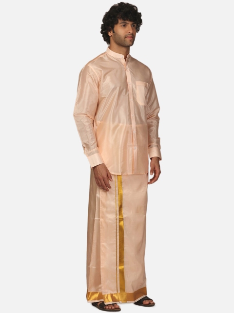 Sethukrishna Mandarin Collar Shirt & Veshti Clothing Set - Image 4