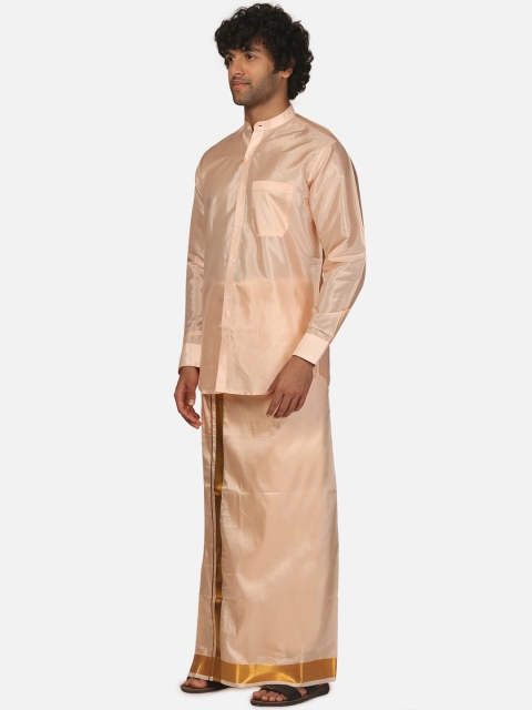 Sethukrishna Mandarin Collar Shirt & Veshti Clothing Set - Image 5