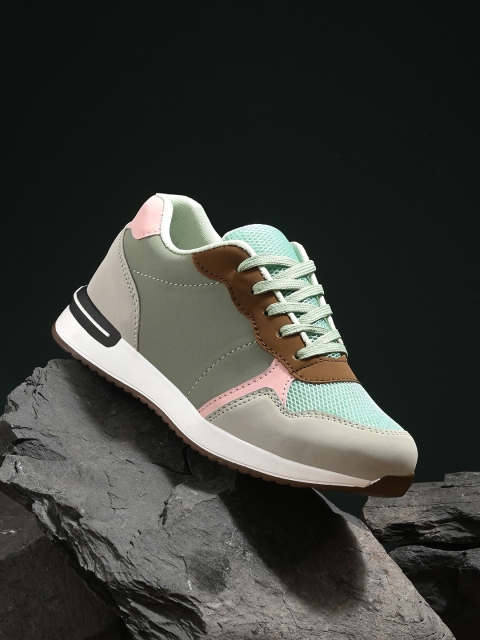 The Roadster Lifestyle Co. Women Green Colourblocked Lightweight Comfort Insole Sneakers