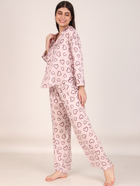 Masha Printed Shirt And Pyjamas Satin Night Suit - Image 4