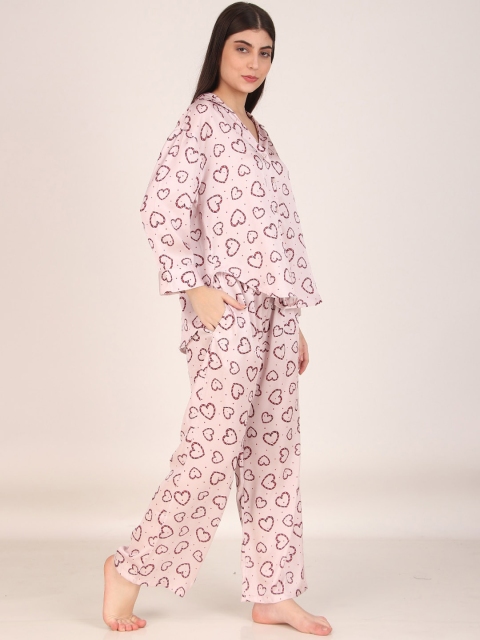 Masha Printed Shirt And Pyjamas Satin Night Suit - Image 3