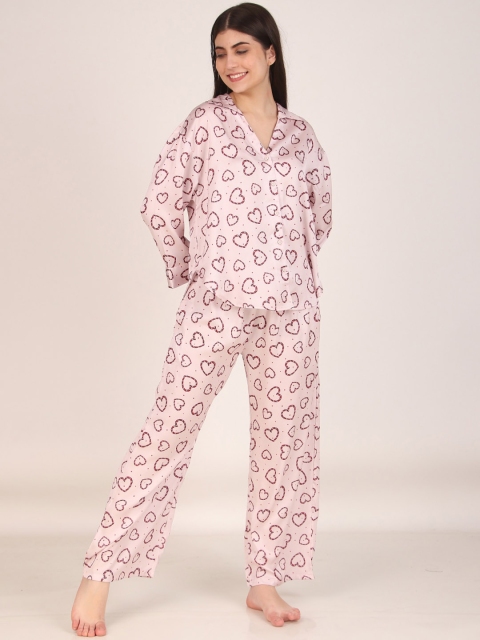 Masha Printed Shirt And Pyjamas Satin Night Suit - Image 6