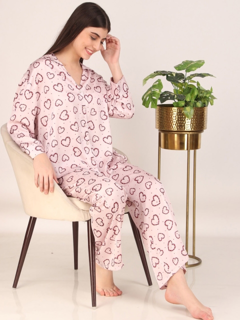 Masha Printed Shirt And Pyjamas Satin Night Suit - Image 7