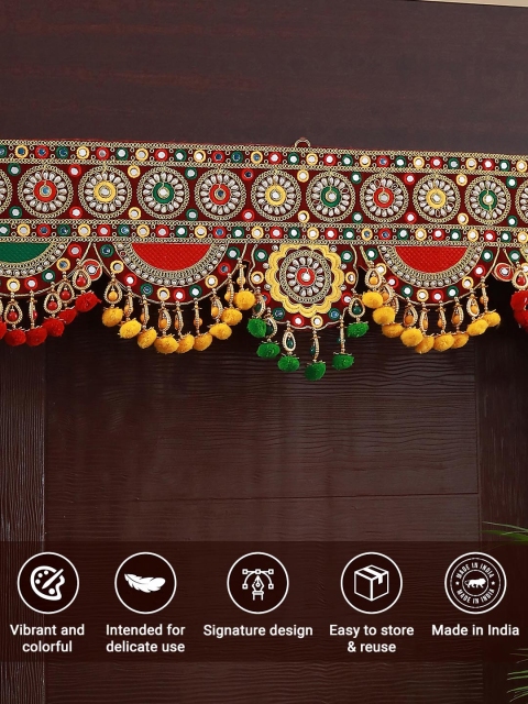 TIED RIBBONS Red & Yellow Traditional Wall Door Hanging Bandhanwar Toran - Image 4