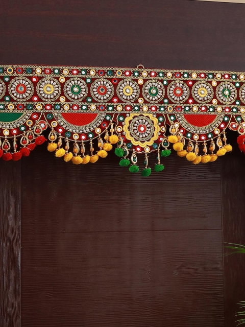 TIED RIBBONS Red & Yellow Traditional Wall Door Hanging Bandhanwar Toran - Image 5