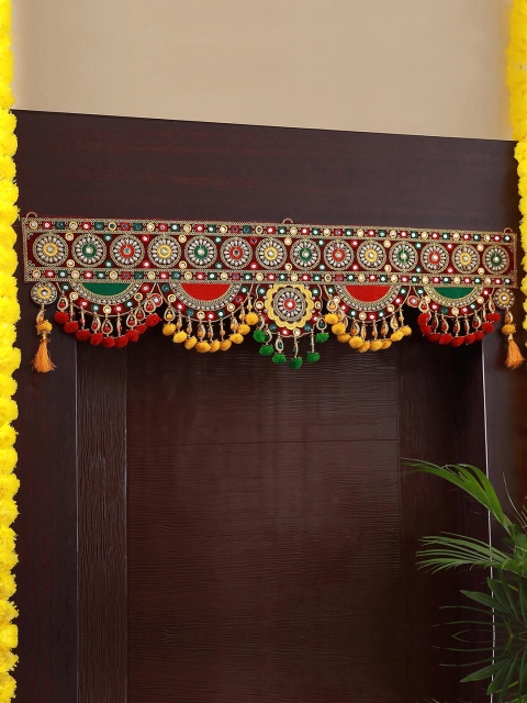 TIED RIBBONS Red & Yellow Traditional Wall Door Hanging Bandhanwar Toran - Image 2