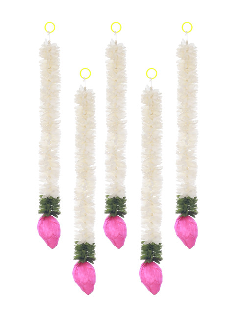 TIED RIBBONS Set of 5 Artificial Jasmine Lotus Flowers Hanging Garlands Torans - Image 5