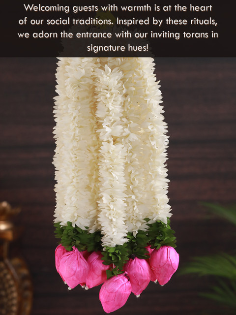 TIED RIBBONS Set of 5 Artificial Jasmine Lotus Flowers Hanging Garlands Torans - Image 3