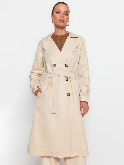 Trendyol Notched Lapel Double-Breasted Overcoat